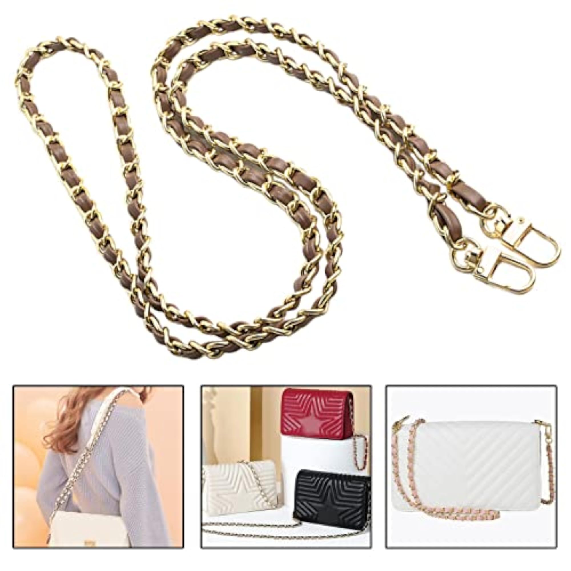 Metal and Leather Purse Chain Strap Shoulder Bag Strap